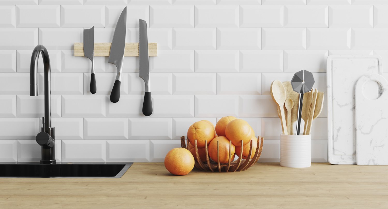 Kitchen Utensils near Sink on Wooden Surface