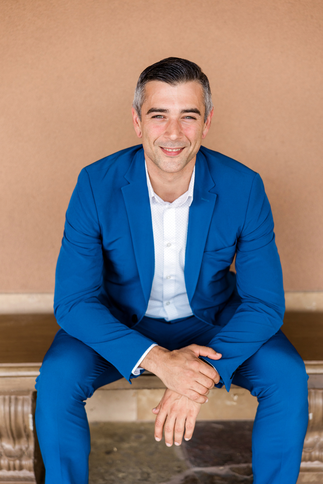 Businessman in Bright Blue Suit